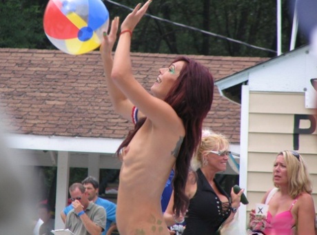 Candid action during a fun filled day at a clothing optional club